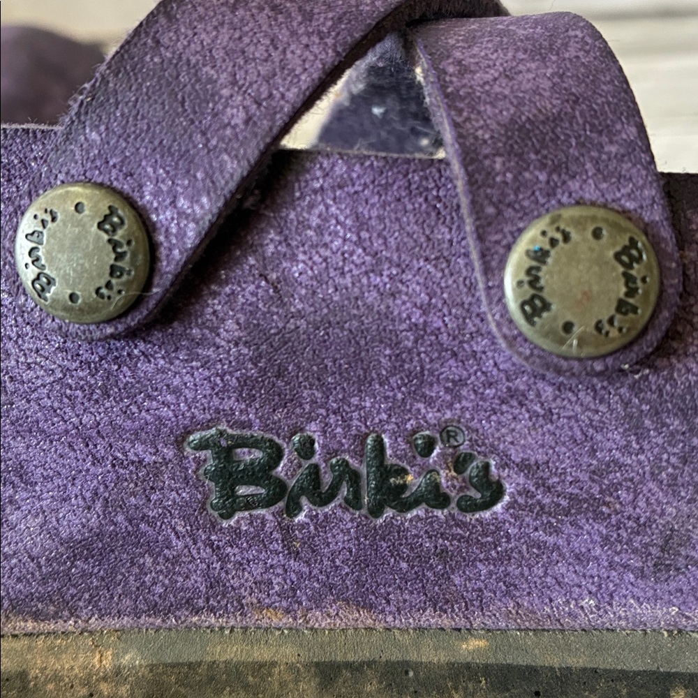 Birkenstock Birki's Dorian Purple Leather Crisscross Clogs Size 36 - Picture 11 of 13